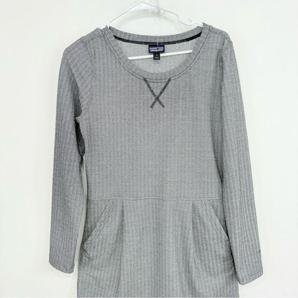 Patagonia Gray Herringbone Long Sleeve Casual Athleisure Performance Dress - Picture 8 of 16